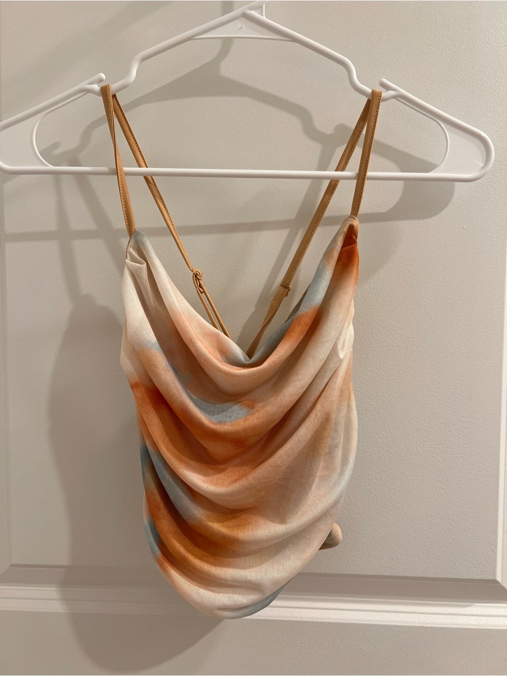 SHEIN Cowl Neck Camisole in Cream, Orange & Blue
